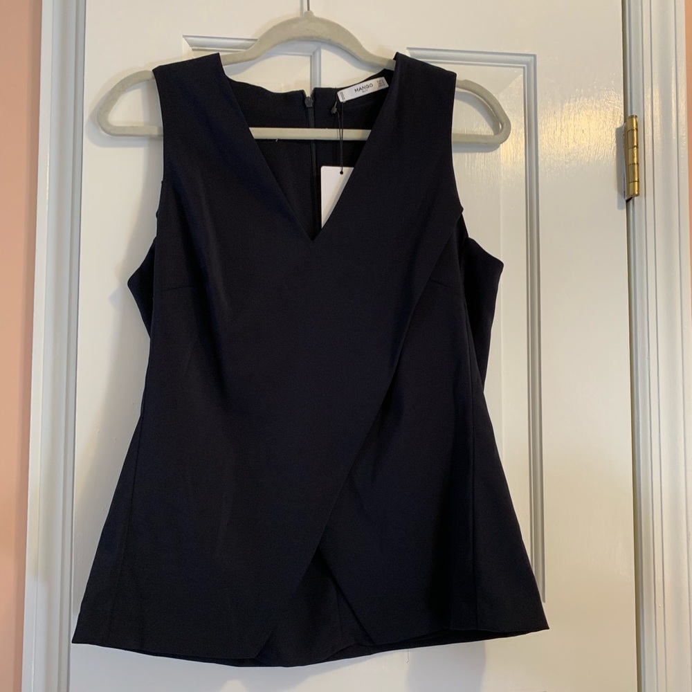 NWT! Mango black tank sleeve blouse